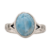 Sterling Silver Larimar Bezel Ring with Split Shank